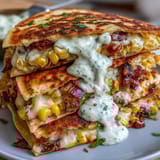 Crispy quesadillas filled with charred street corn, jalapeño, and Monterey Jack cheese, drizzled with spicy chipotle sour cream.