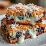 Golden baked white chocolate lemon blueberry blondies, bursting with sweet-tart flavor.