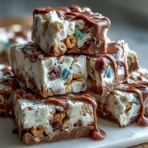 Vibrant St. Patrick's Day treats board featuring Lucky Charms bark, colorful candies, fresh fruit, and festive sweets for a lucky celebration.