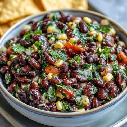 Vibrant 3-Ingredient Cowboy Caviar Dip with black beans, corn, and pico de gallo in a serving bowl.