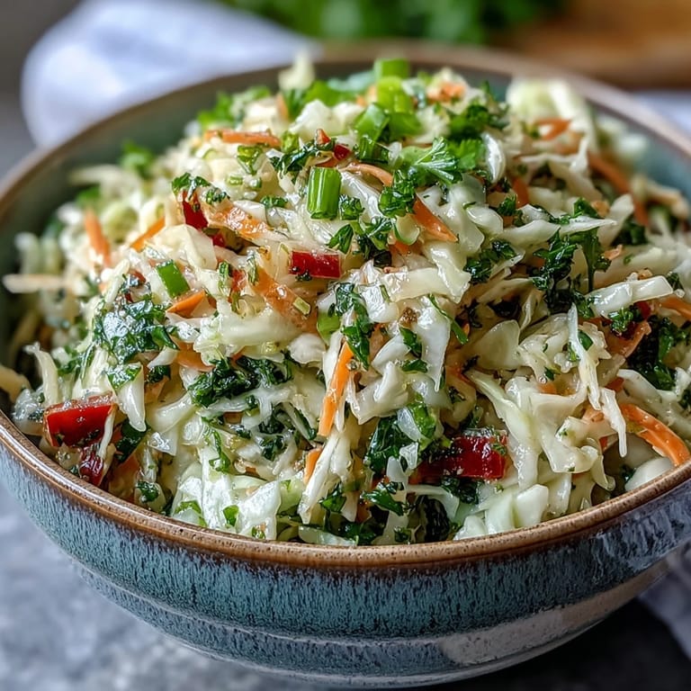 Crisp Sauerkraut Slaw salad with a zesty vinaigrette, perfect served as a side.