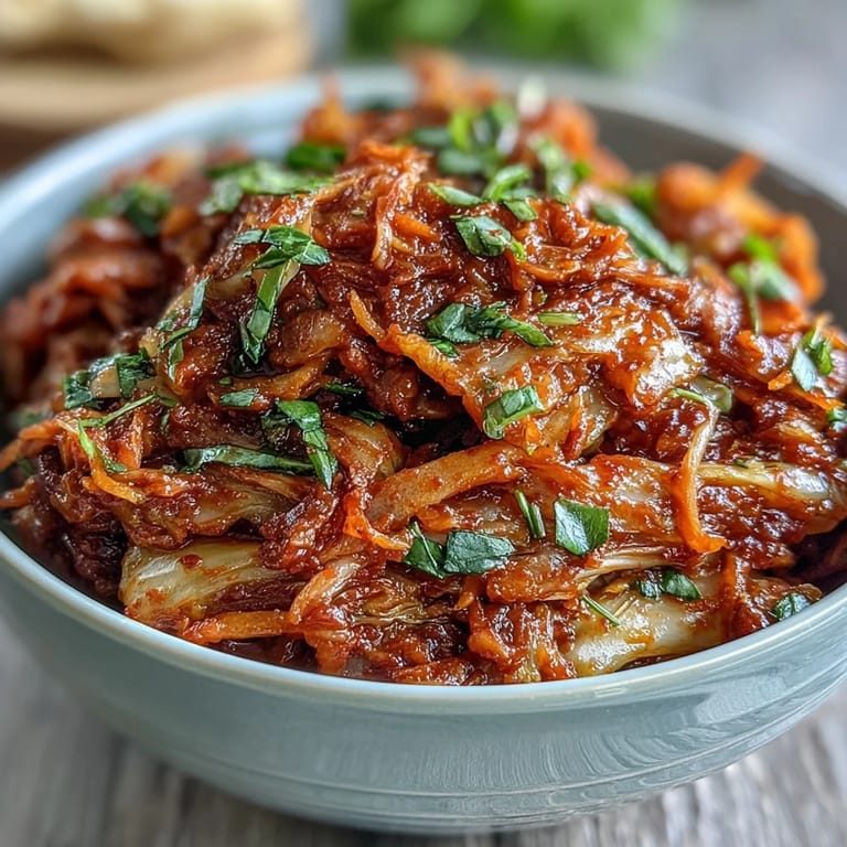 Freshly fermented kimchi in a jar, ready to add fermented goodness to meals.