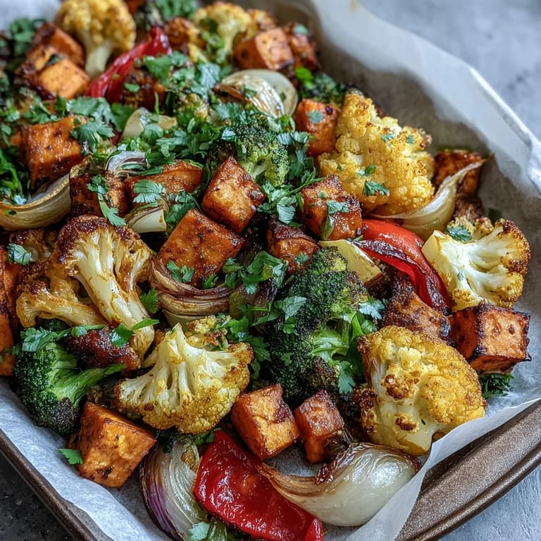 Savory Anti-Inflammatory Turmeric Roasted Vegetables glistening with spices, ready for serving warm.