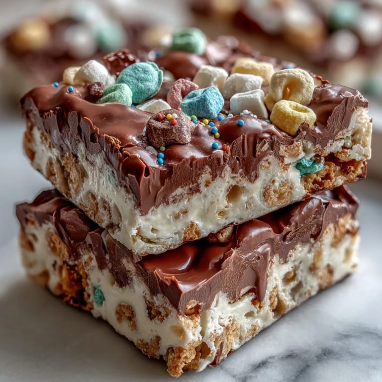 Festive St. Patrick's Day dessert platter with homemade Lucky Charms bark, green grapes, pretzels, and chocolate coins for a sweet holiday spread.
