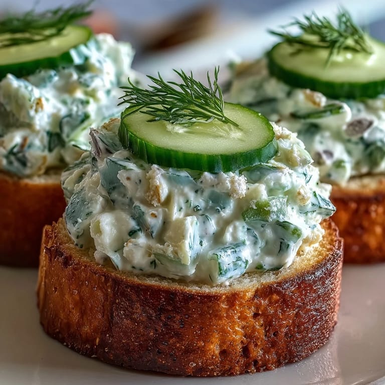 Delicate Derby Day Benedictine Cucumber Canapés, beautifully garnished with fresh dill, ready to serve.