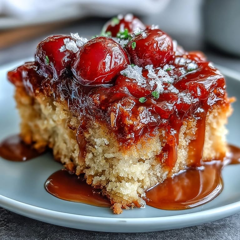Enjoy this comforting Cherry Almond Upside-Down Cake, perfect for sharing warm.
