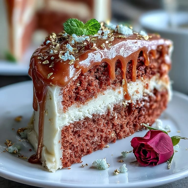 Beautifully decorated Bridal Shower Rosé Velvet Cake perfectly moist and ready to slice.