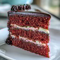 A vibrant Betty Boop Cake with velvety red layers and smooth cream cheese buttercream, featuring iconic black fondant hair.