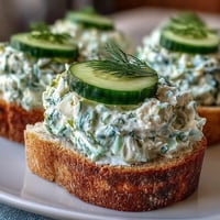 Derby Day Benedictine Cucumber Canapés with creamy spread and crisp cucumber topping.