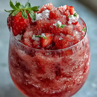 Frozen Strawberry Lemonade Slushie ready to enjoy, a frosty summer treat.